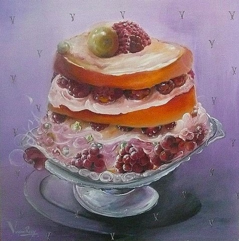 peinture peintre lyon patisserie - Acrylique 50x50 Gâteau Baroque