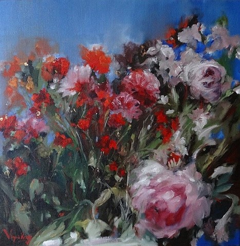 Peinture Huile Fleurs - Virginie Ressy 