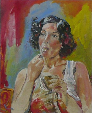 peintre lyonnais contemporain virginie ressy huile sur toile portrait