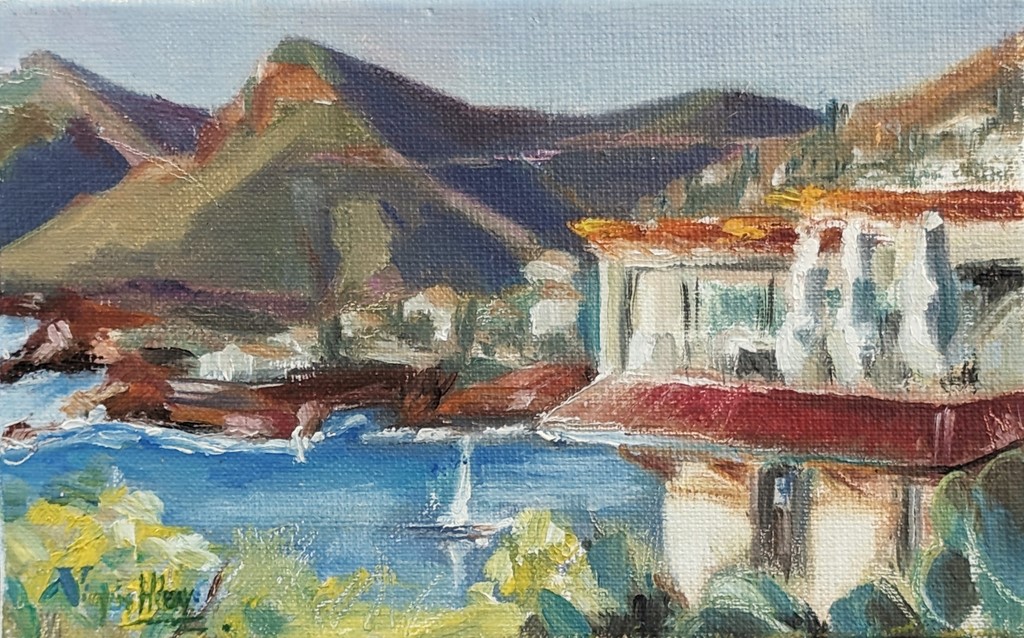 Vue sur mer (2) huile sur châssis toilé lin 22x14