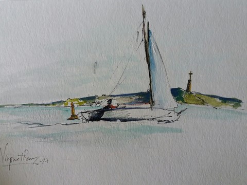 Gouache - Bateau Lisbonne - 2017