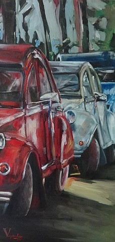 Peinture 2 CV Bleu Blanc Rouge Douce France