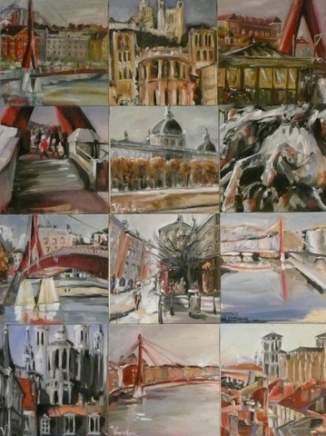 Huiles 20x20 vues de Lyon pour les 111 des Arts