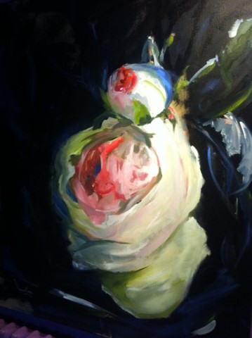 Peinture Rose au Printemps Virginie Ressy Lyon France 